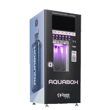 Automat de apa purificata, Aquabox AC, display afisare reclame, 250 l/h, 4 metode de plata si administrare de la distanta