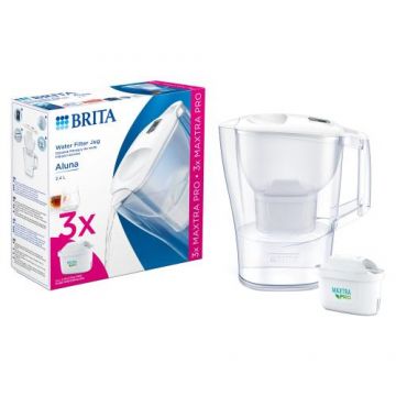 Starter pack BRITA Aluna 2.4 L  + 3 filtre Maxtra PRO (Alb)