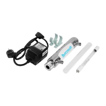 Sterilizator UV 10W, Ecosoft HR60, debit 5 l/min, conexiune 1/4", pachet complet cu sursa, lampa si carcasa