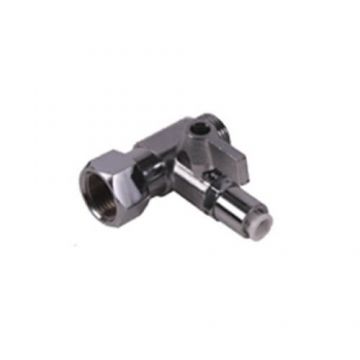 Teu cromat pentru alimentare filtru, 3/8" filet ext. x 1/4" qc x 3/8" filet int., cu mufa rapida de 1/4"