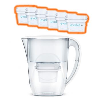 6 filtre de apa Evolve + Cana filtranta Aqua Optima Oria, 2,8 litri, Alb