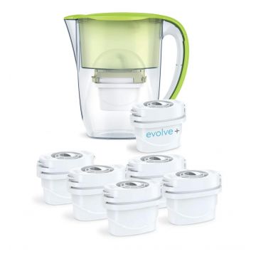 6 filtre de apa Evolve + Cana filtranta Aqua Optima Oria, 2,8 litri, Verde