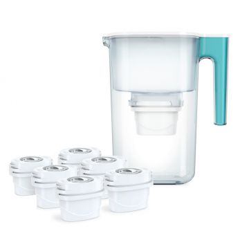 6 filtre Evolve + Cana filtranta de apa Aqua Optima Perfect Pour, albastru, 3,6 litri