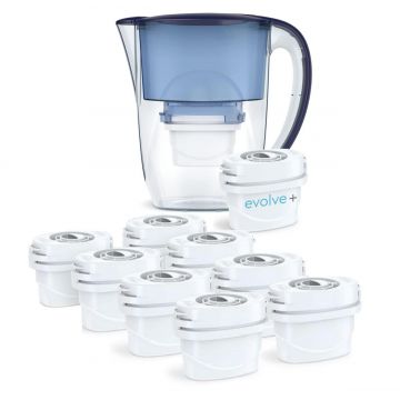 9 filtre de apa Evolve + Cana filtranta Aqua Optima Oria, 2,8 litri, Albastru