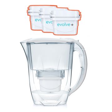 Cana filtranta de apa Aqua Optima Oria cu 3 filtre, alb, 2,8 litri