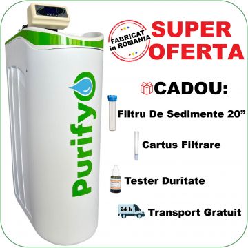 Dedurizator Purifyo 30 Litri+ CADOU: Carcasa filtru, Tester duritate, Cartus filtrare
