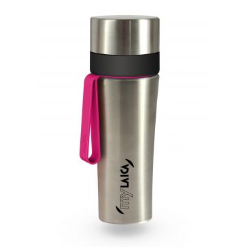 Sticlă filtrantă Sport myLaica, Inox, 0,55 litri, portabilă, Roz, filtru Fast Disk