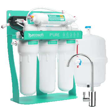Osmoza inversa premium, Ecosoft Calcium PRO, pompa de presiune pe cadru metalic, 75 GPD, 6 stadii cu remineralizare cu calciu si postcarbune