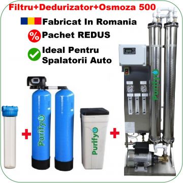 Pachet Spalatorie Auto 3-4 piste: Osmoza industriala 500l+Dedurizator Duplex 50+ Filtru
