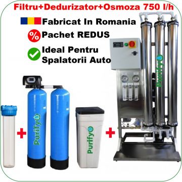 Pachet Spalatorie Auto 5-6 piste: Osmoza industriala 750l+Dedurizator Duplex 75+ Filtru